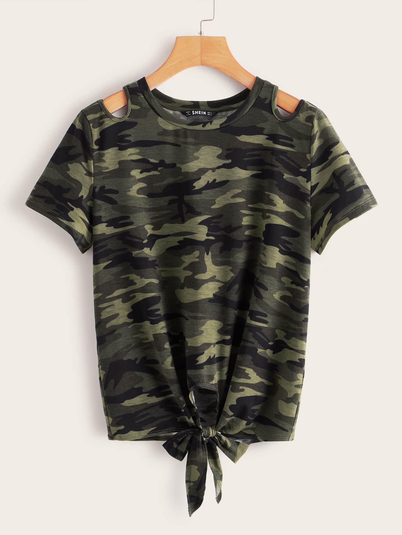 Army Print Half Sleeve Tops: Casual Cool with Military-Inspired Style