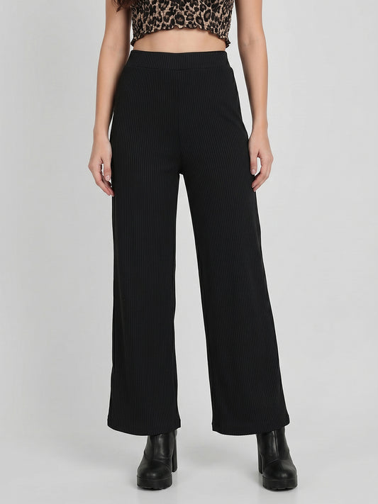 Women Textured Comfort High-Rise Trousers