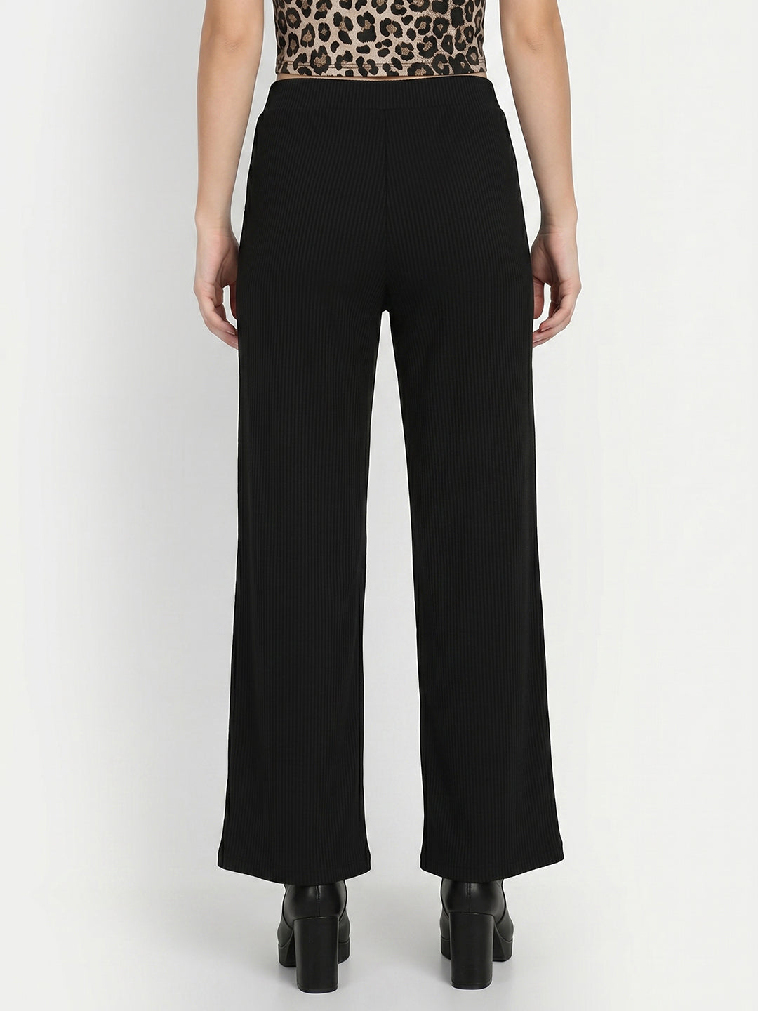 Women Textured Comfort High-Rise Trousers