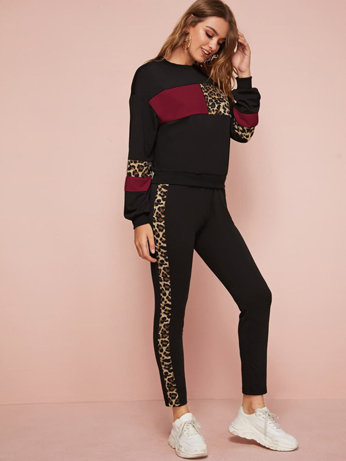 Wildly Elegant: Women's Animal Maroon Box Tracksuit - Elevate Your Active Style!