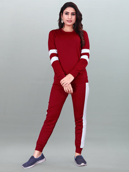 DB Women's Maroon Tracksuit: Effortless Elegance for Every Activity!