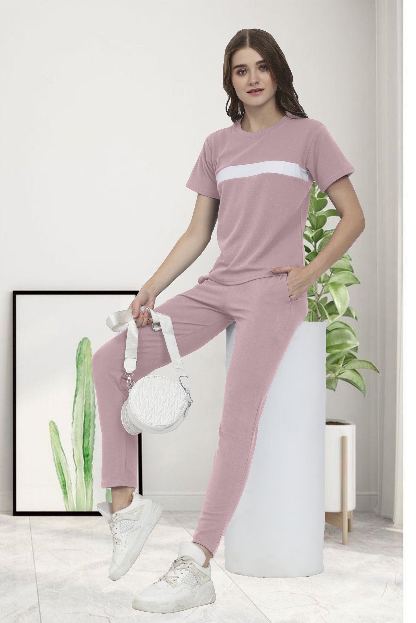 New AS Cotton Peach Tracksuit | Stylish & Comfortable Activewear in Soft Peach
