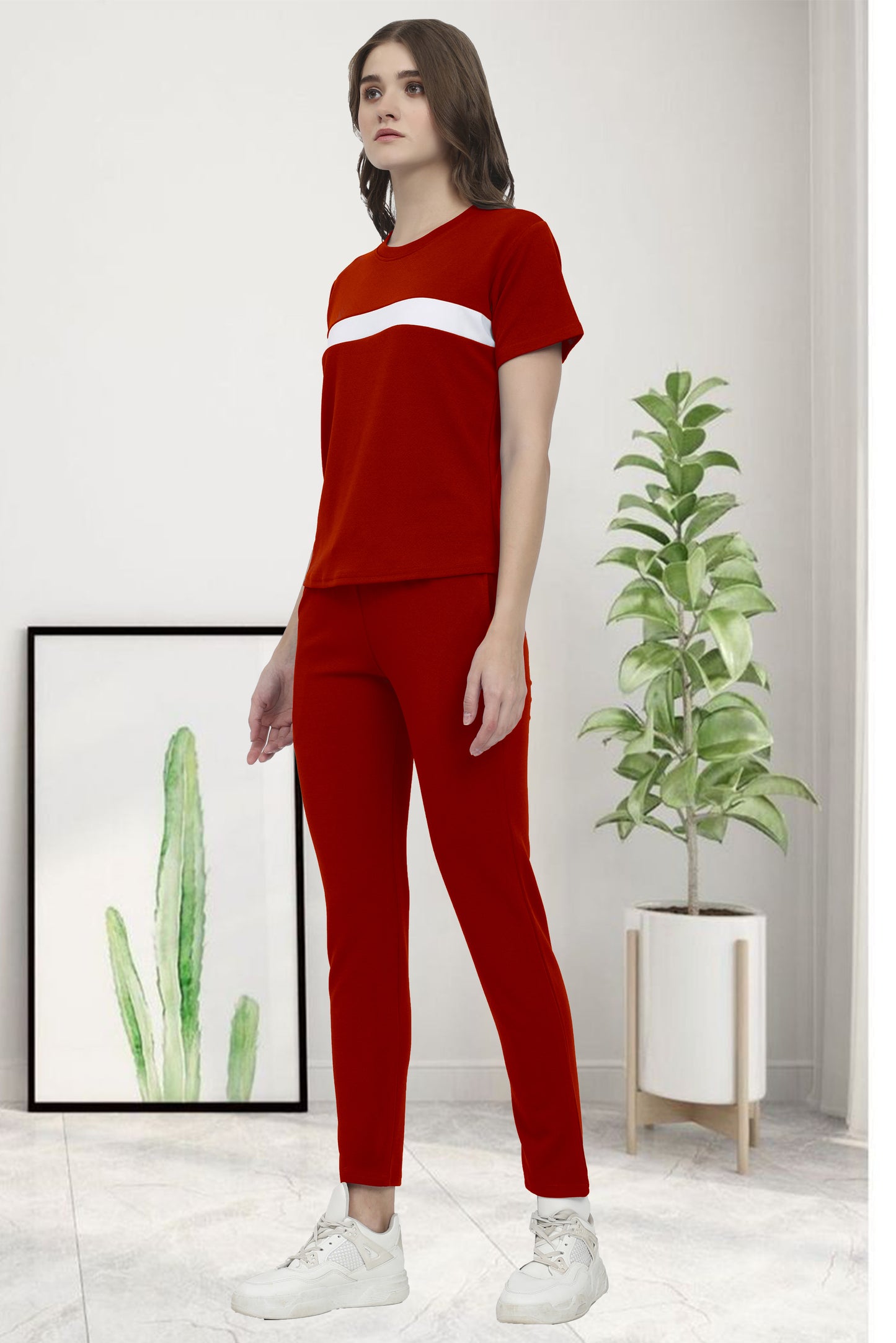 New AS Cotton Red Tracksuit | Bold & Comfortable Activewear for a Vibrant Look