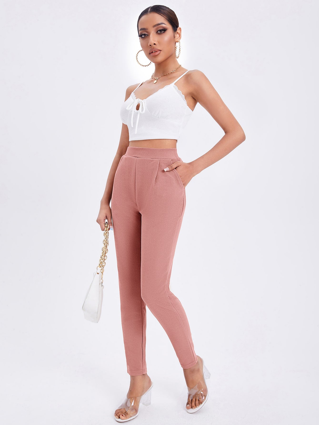 Plate Bottom Peach Palazzo Pants: Effortless Elegance with a Modern Twist