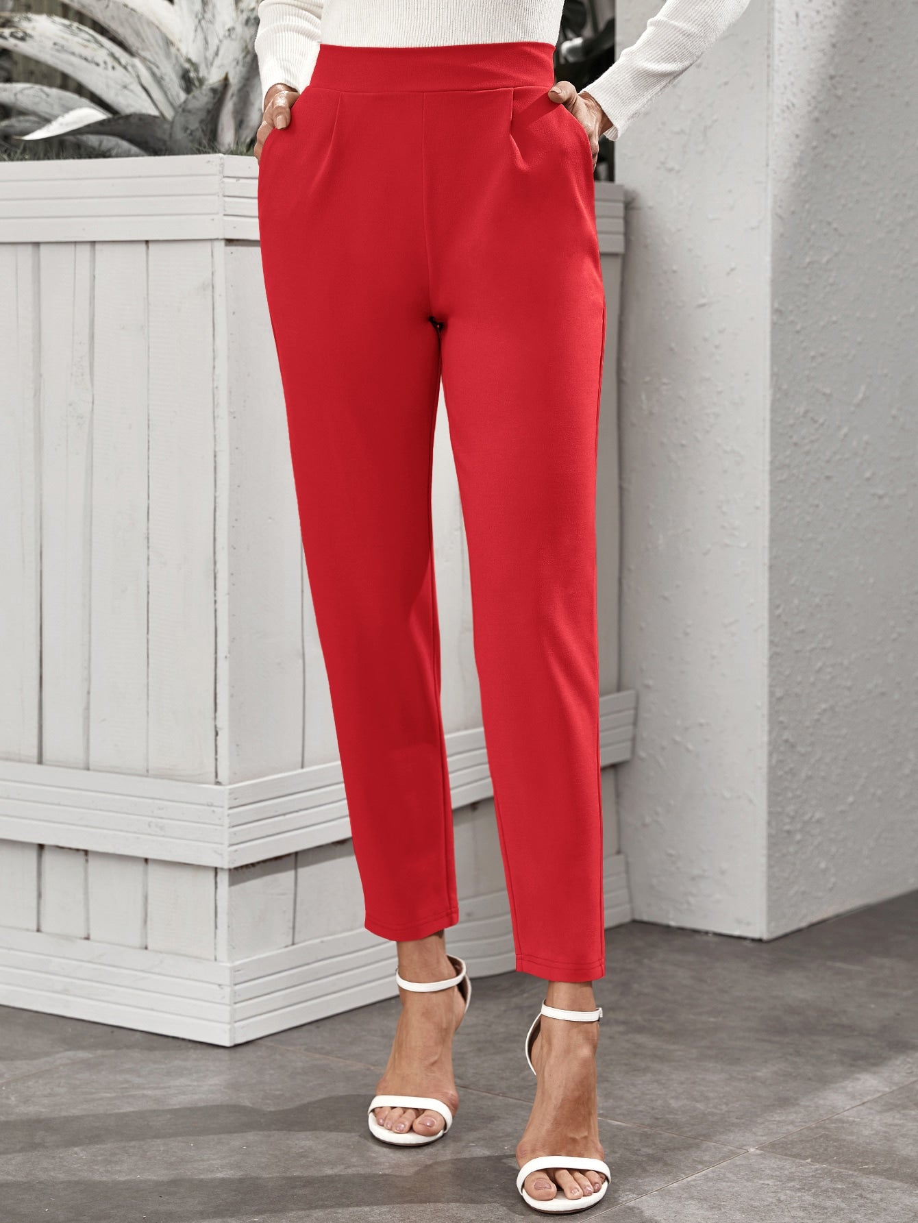 Plate Bottom Red Palazzo Pants: Bold Style with Effortless Comfort