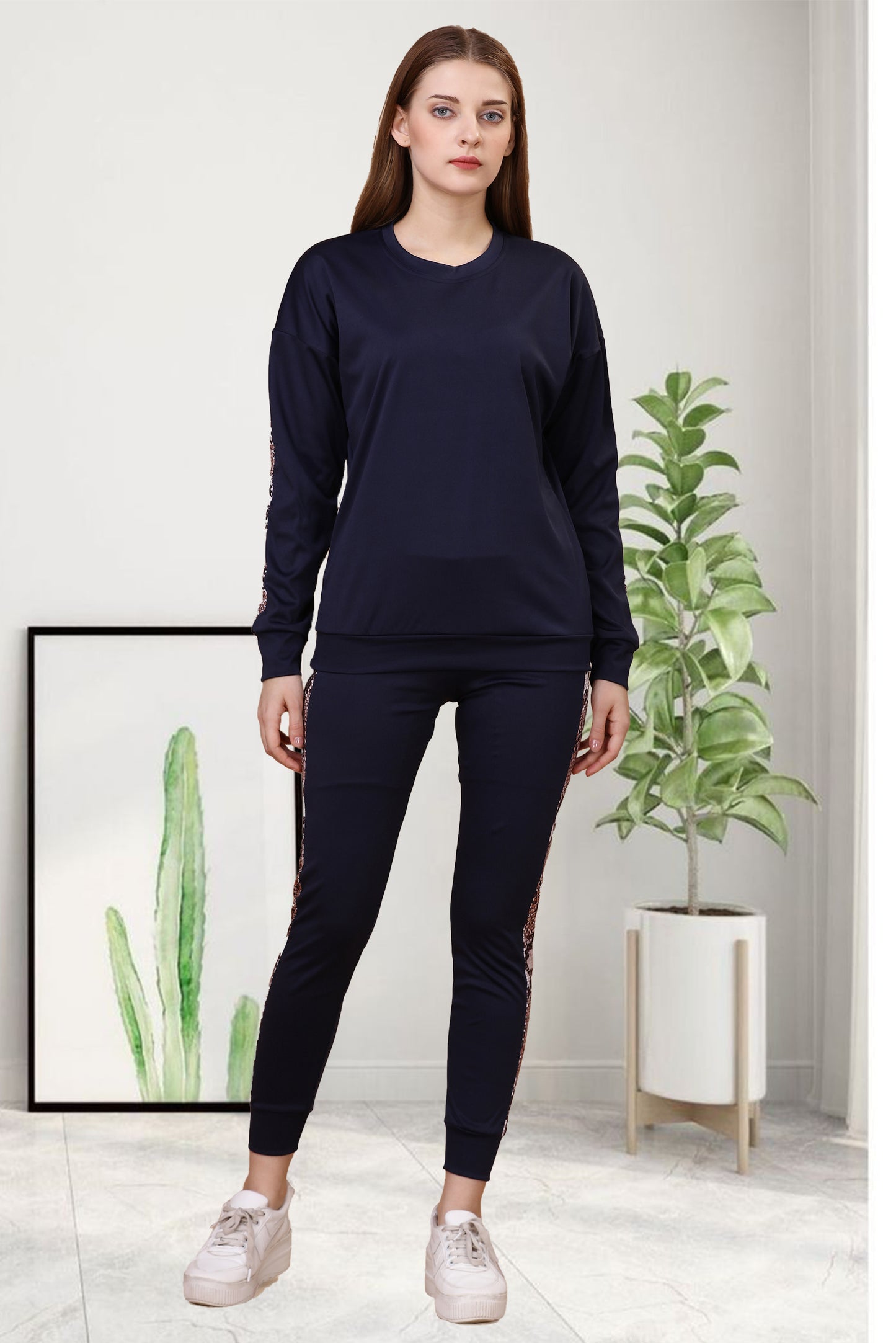 Snake Navy Blue Tracksuit for Women | Sleek & Stylish Activewear with a Rich Navy Hue