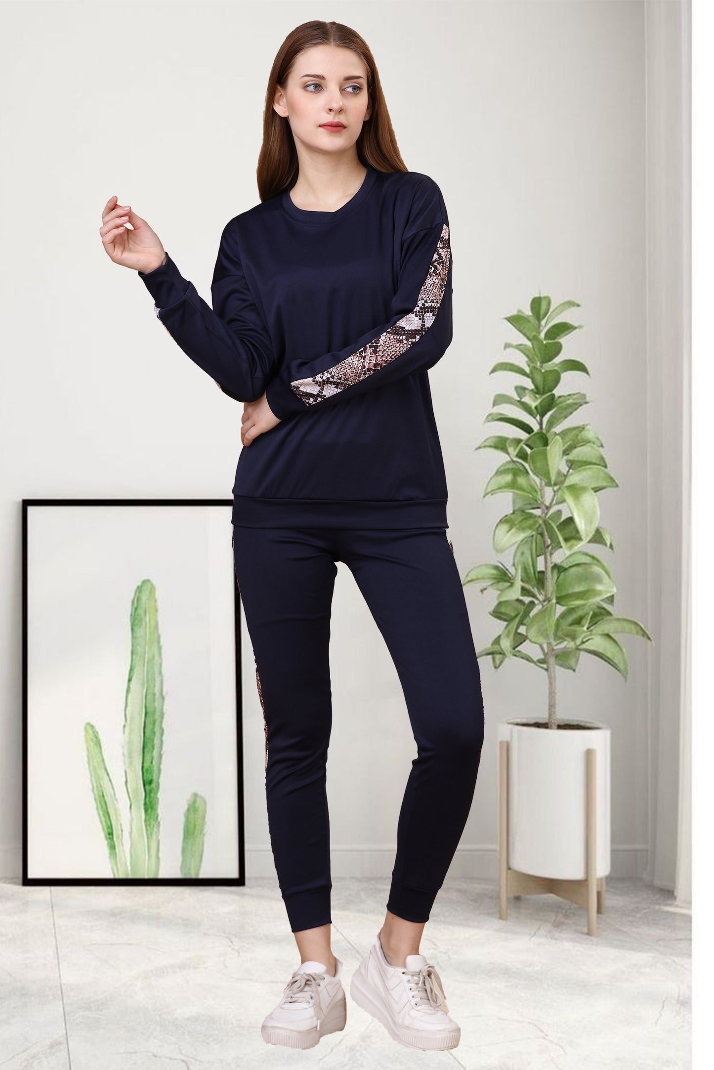 Snake Navy Blue Tracksuit for Women | Sleek & Stylish Activewear with a Rich Navy Hue