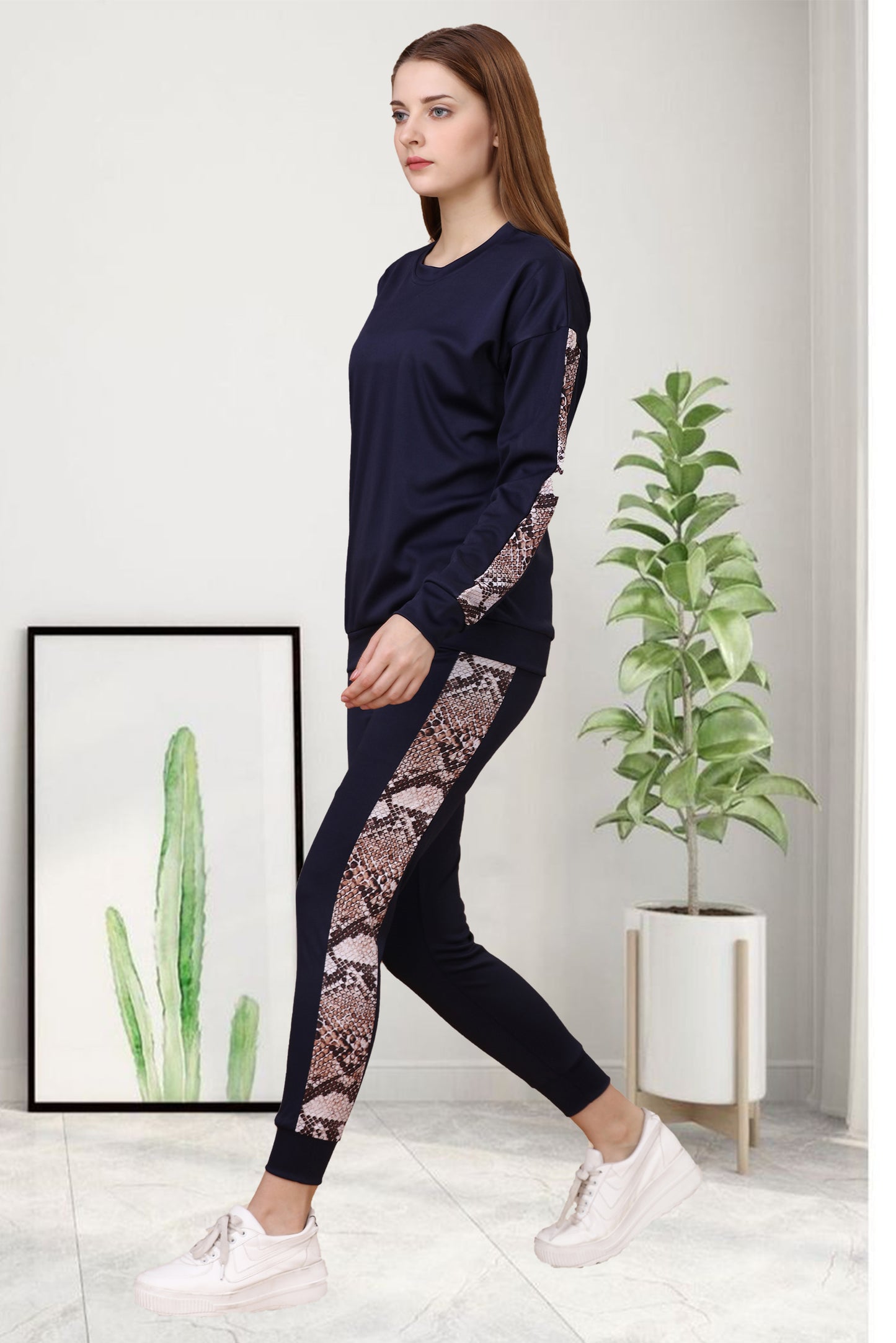 Snake Navy Blue Tracksuit for Women | Sleek & Stylish Activewear with a Rich Navy Hue