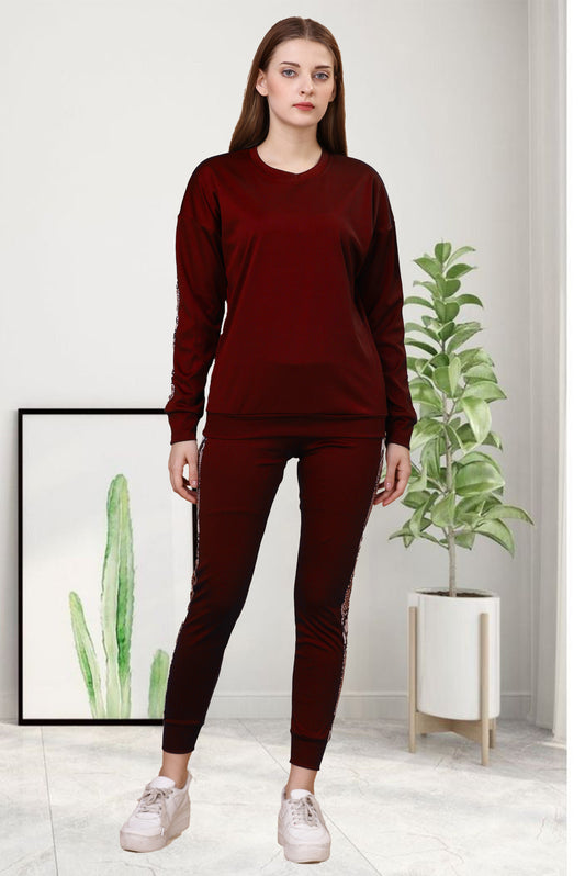 Snake Maroon Tracksuit for Women | Bold & Comfortable Activewear with a Modern Twist