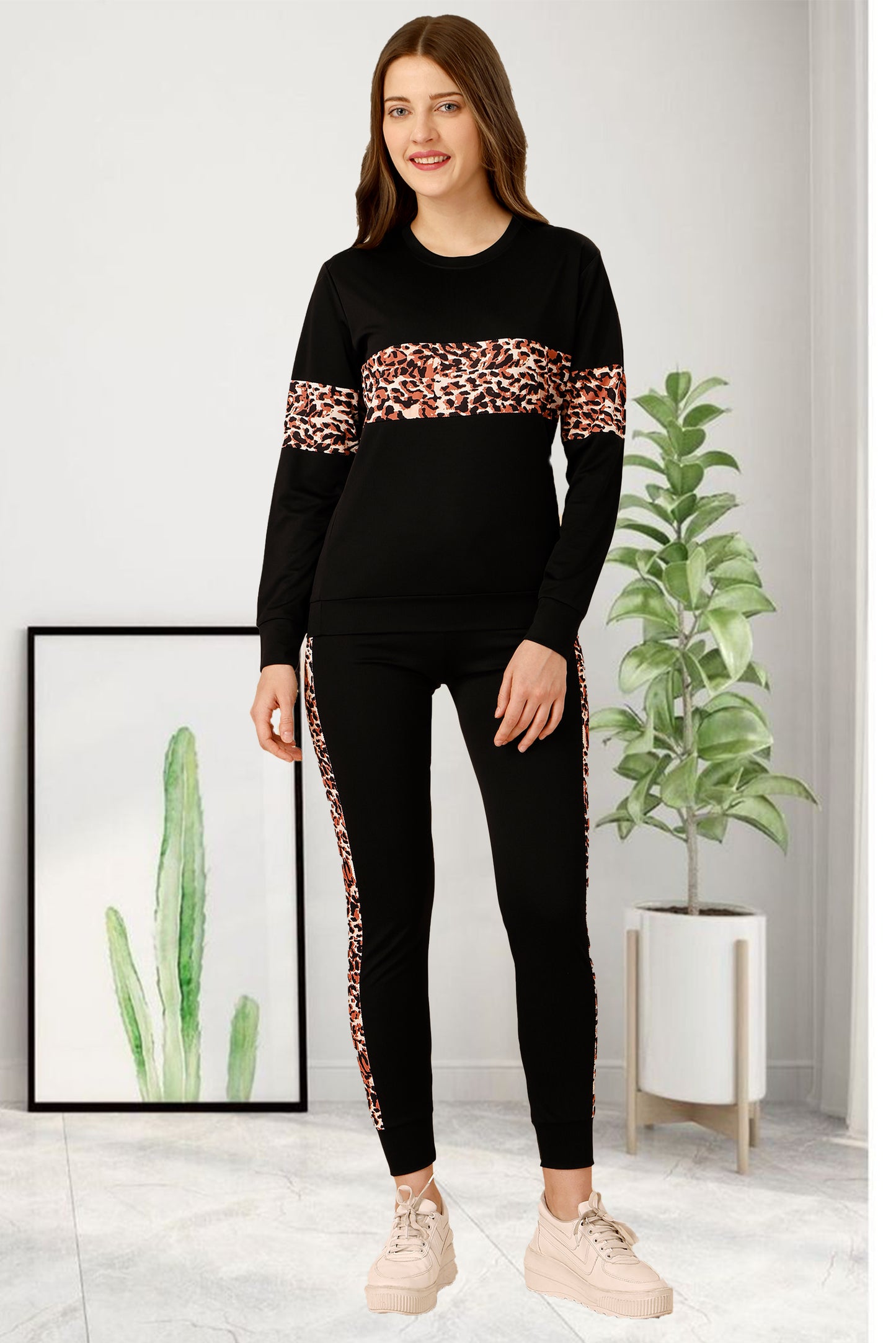 Tiger Black Tracksuit for Women | Sleek & Bold Activewear with a Chic Edge