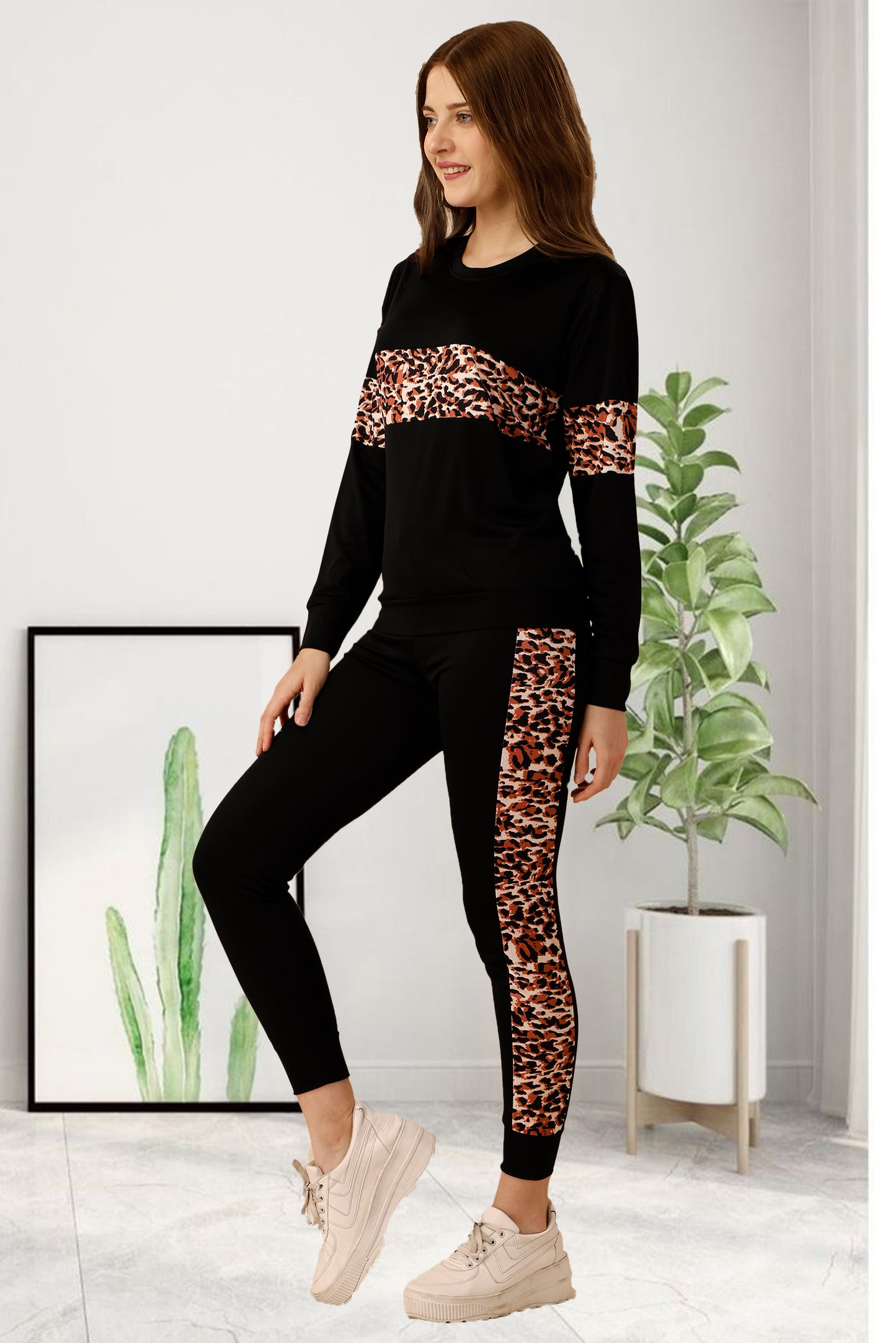 Tiger Black Tracksuit for Women | Sleek & Bold Activewear with a Chic Edge