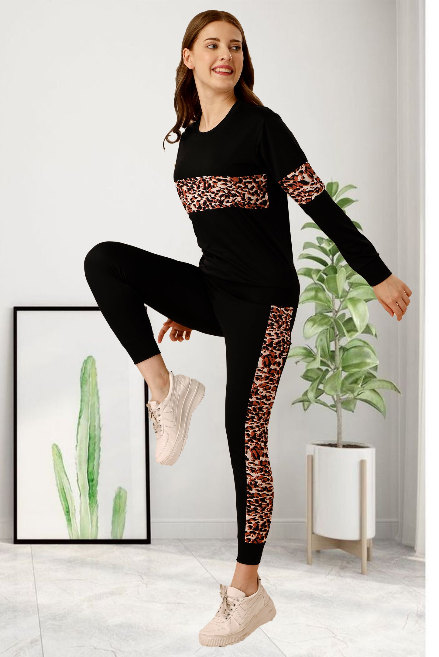 Tiger Black Tracksuit for Women | Sleek & Bold Activewear with a Chic Edge