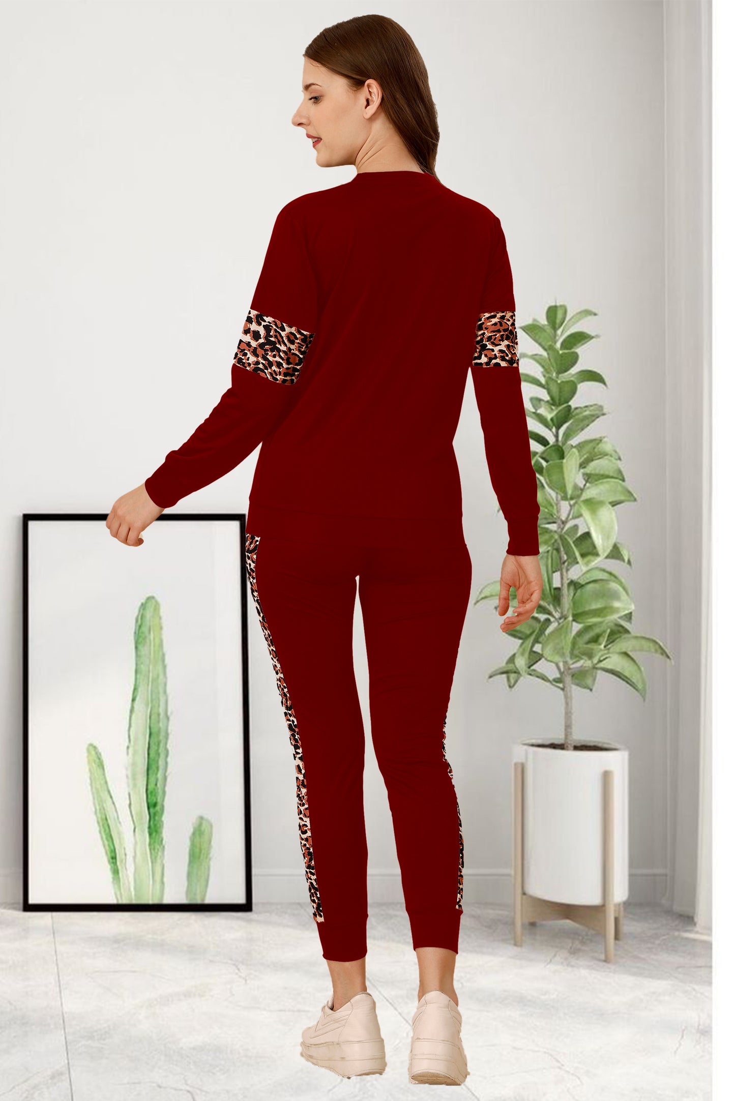 Tiger Maroon Tracksuit for Women | Bold & Stylish Activewear with a Fierce Edge