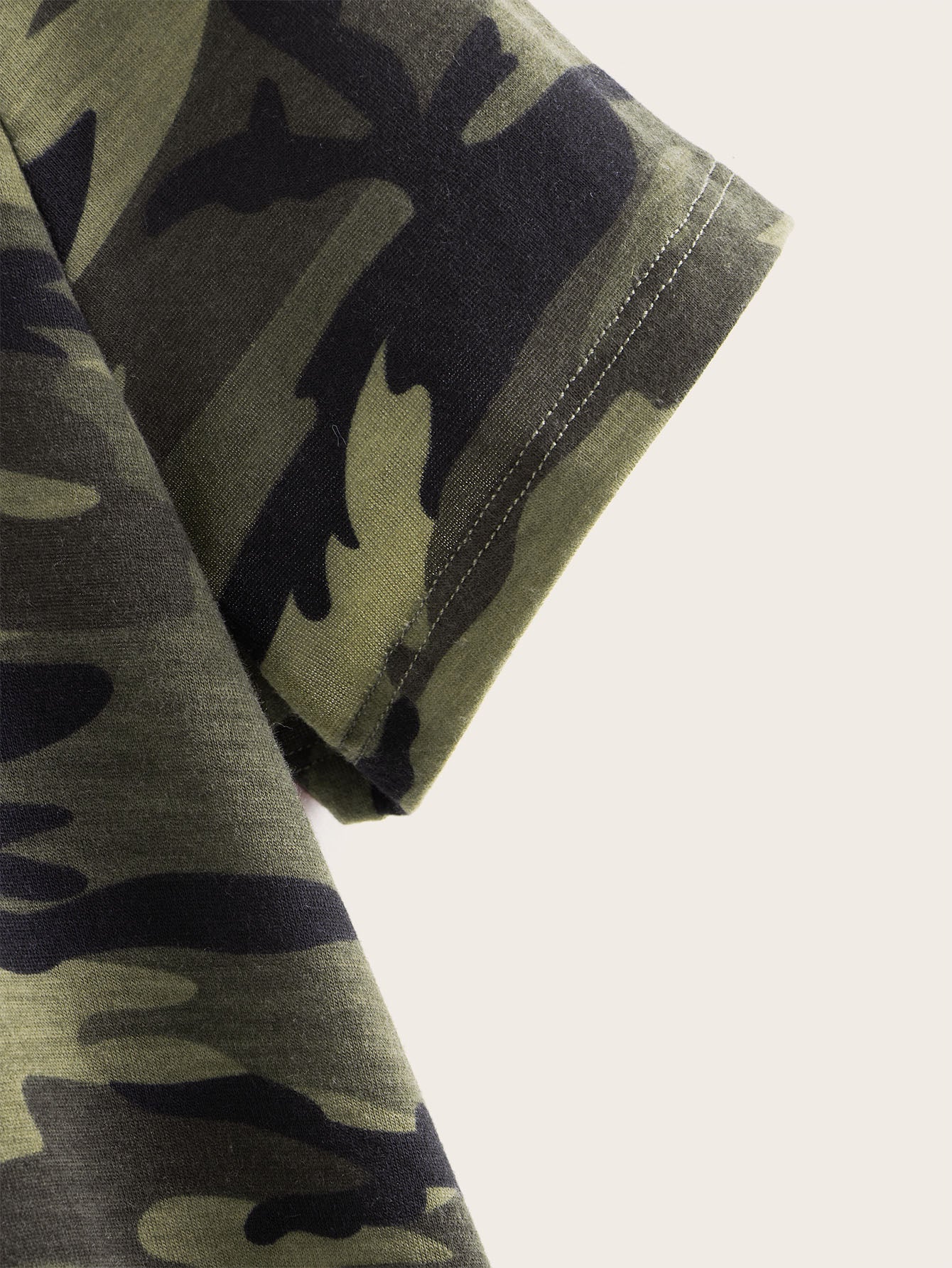 Army Print Half Sleeve Tops: Casual Cool with Military-Inspired Style