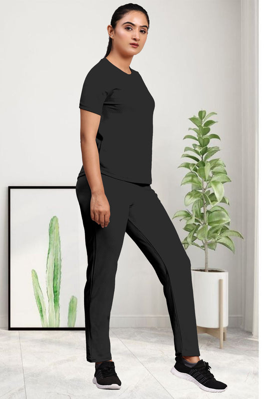 Side Cat Black Tracksuit for Women | Sleek & Stylish Activewear for Modern Elegance