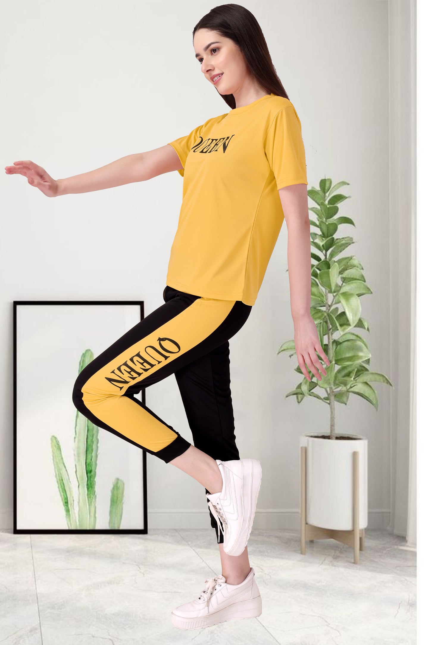 Queen Yellow Tracksuit for Women | Vibrant & Elegant Activewear in Bright Yellow