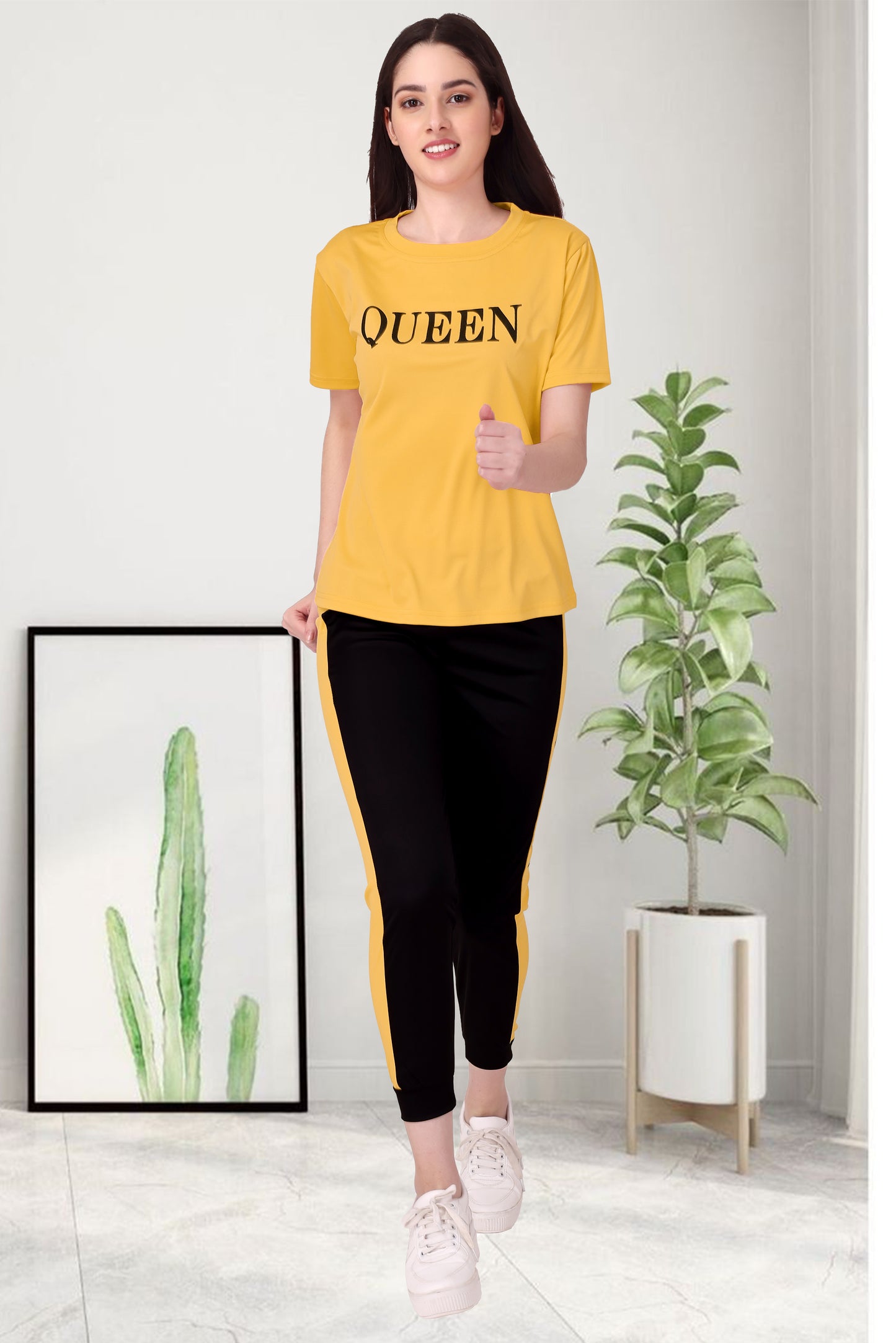 Queen Yellow Tracksuit for Women | Vibrant & Elegant Activewear in Bright Yellow