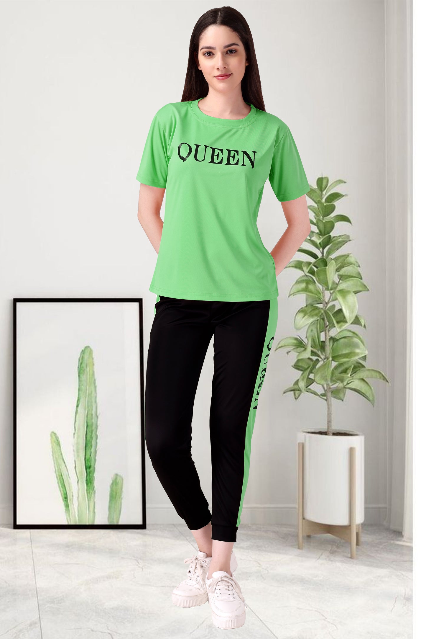 Queen Green Tracksuit for Women | Vibrant & Stylish Activewear in Fresh Green