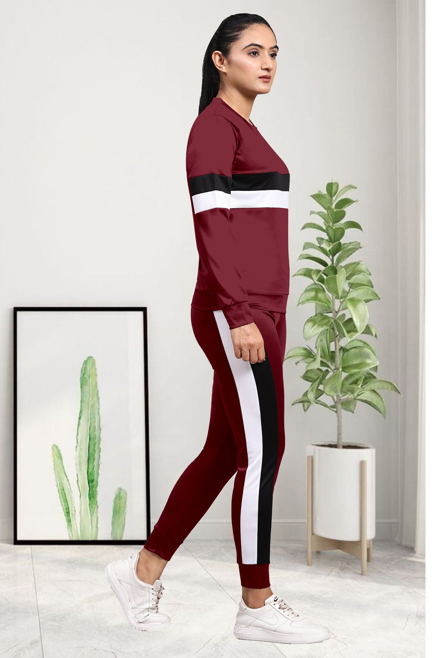 Zara Full Maroon Tracksuit for Women | Luxe & Cozy Activewear in Rich Maroon