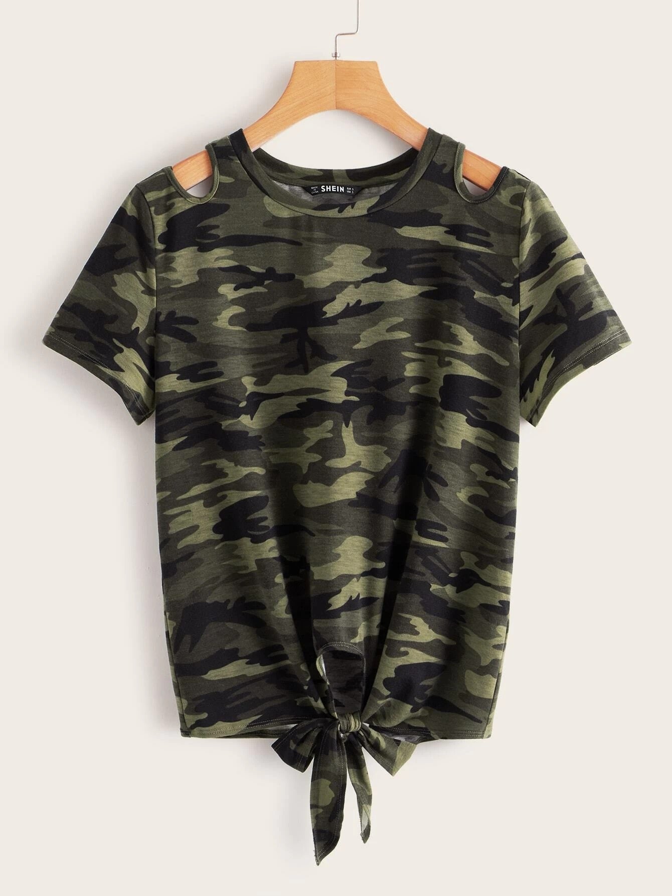 Army Print Half Sleeve Tops: Casual Cool with Military-Inspired Style