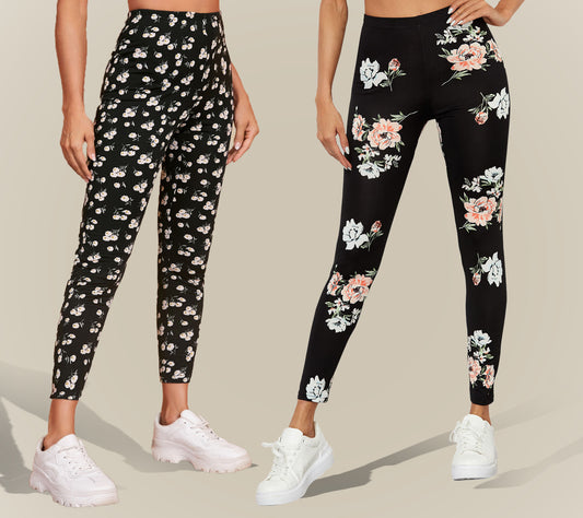 Women Lycra Leggings Pack of 2